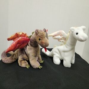 Vintage Ty Beanie Baby Dragon "Magic" 1995 & "Scorch" 1998